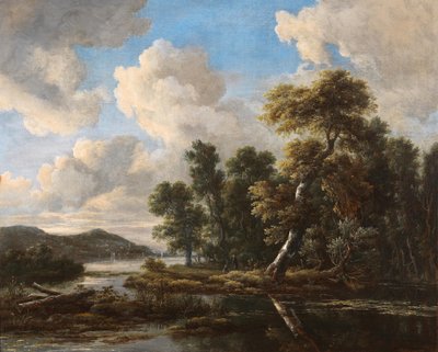 Flusslandschaft mit bewaldeten Ufern von Jacob van Ruisdael
